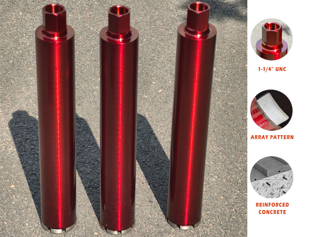 Array pattern diamond core drill bits