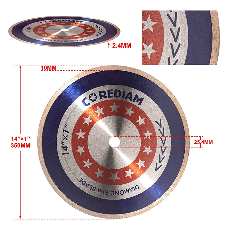 Continuous Rim Diamond Saw Blade with 10mm Segment Height