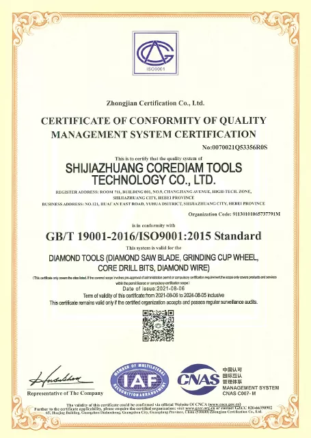 Certificación COREDIAM ISO9001